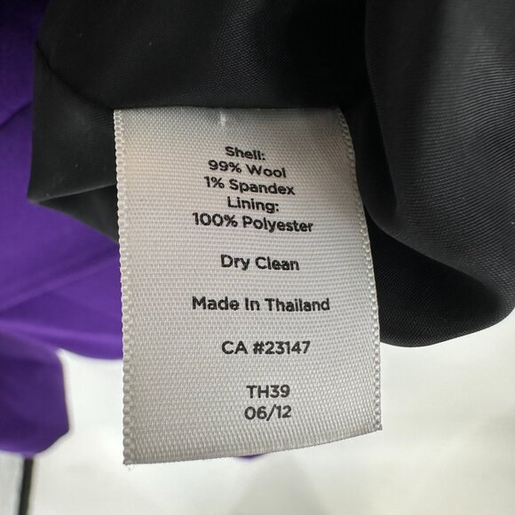 Talbots Wool Blazer Jacket 12 Velvet Collar Button Down Purple Black - Picture 7 of 7